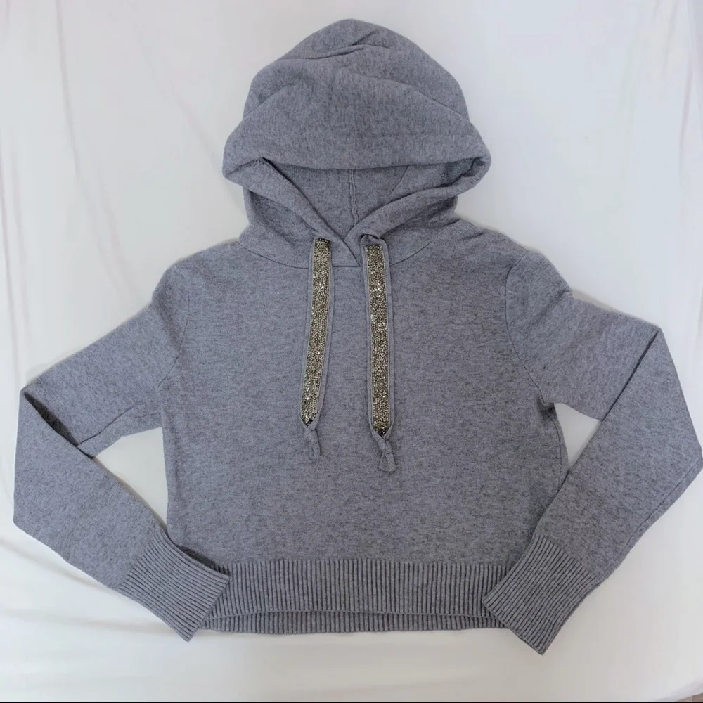 *NEW Zara Gray Knit Hoodie Top - Picture 2 of 8